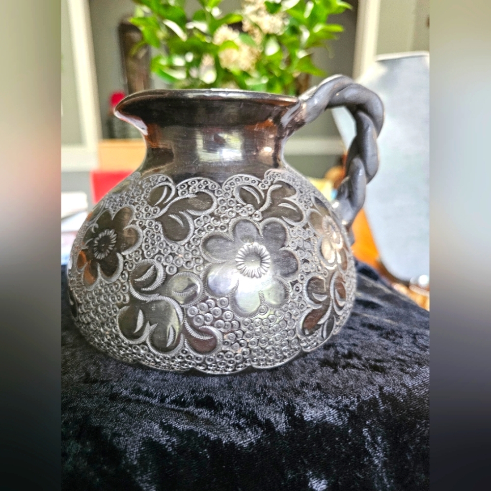 Decorative Silver Floral Pitcher Wall Accent - Silver